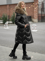 Juoda moteriška žieminė striukė OZONEE O/5M3229/392Z