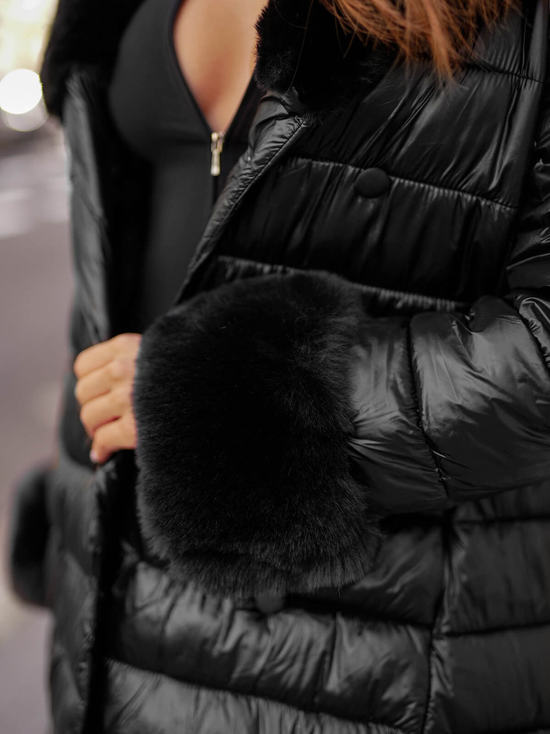 Juodi moteriška paltas OZONEE JS/5M3160/392Z