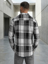 Juodai-balti vyriški marškiniai OZONEE NB/MC728N/3Z