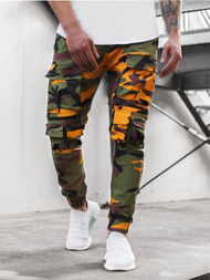 Geltonai-Rusvai žalsvos vyriškos chino jogger stiliaus kelnės OZONEE G/2787