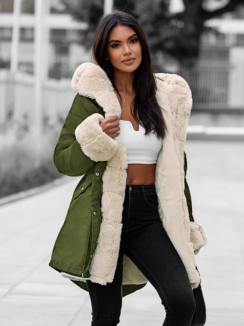 Žalia moteriška žieminė striukė OZONEE JS/M763/136Z