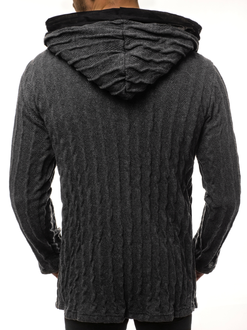 Grafitinis vyriškas džemperis su gobtuvu OZONEE MACH/2138