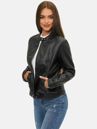 Juoda Moteriška Odinė Striukė OZONEE JS/11Z8008