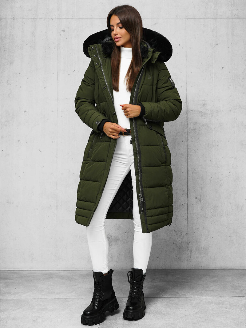 Rusvai žalsva moteriška striukė OZONEE O/W377