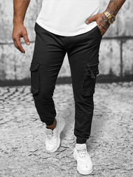 Juoda vyriškos chino jogger stiliaus kelnės OZONEE NB/MP0201N