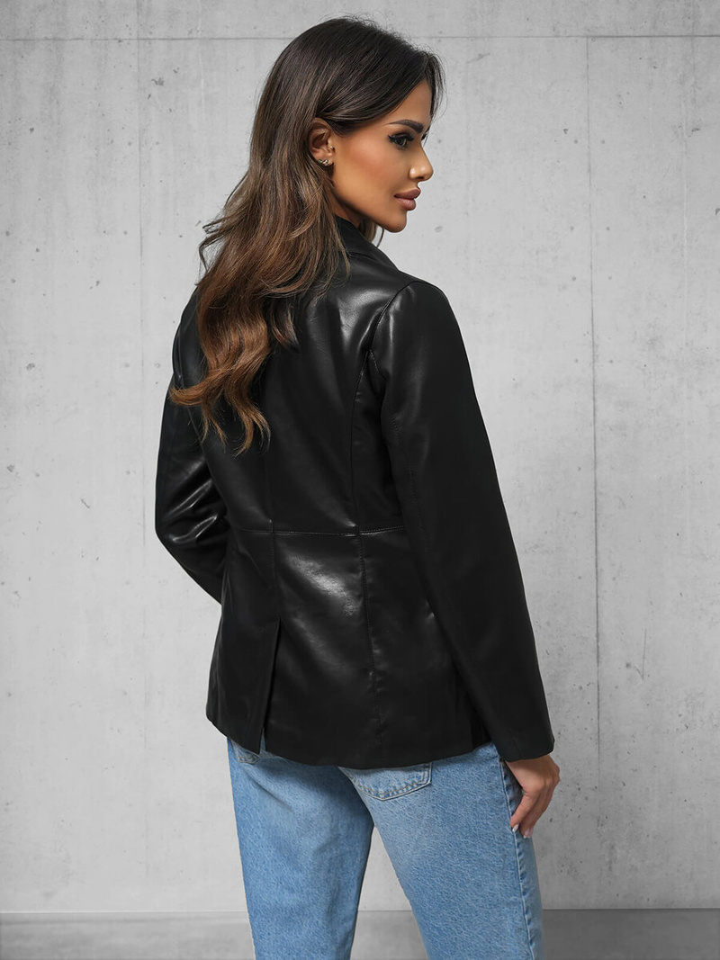 Juoda Moteriška Odinė Striukė OZONEE JS/11Z8121