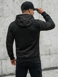 Juodas vyriškas džemperis su gobtuvu OZONEE O/B265Z