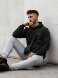 Juoda vyriškas džemperis su gobtuvu OZONEE JS/8B1973/3