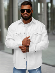 Balti vyriški džinsiniai marškiniai OZONEE L/CA777/2