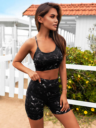 Juodas moteriškas sportinis dviejų dalių kostiumas OZONEE O/XL015/1Z