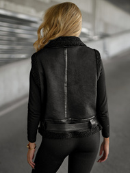 Juoda moteriška odinė liemenė OZONEE JS/11Z8238