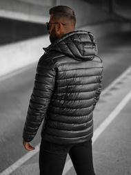 Juoda vyriška odinė striukė OZONEE O/11Z8088