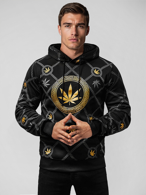 Juodas vyriškas džemperis su gobtuvu OZONEE O/B267