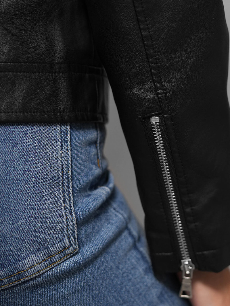 Juoda Moteriška Odinė Striukė OZONEE JS/11Z8060