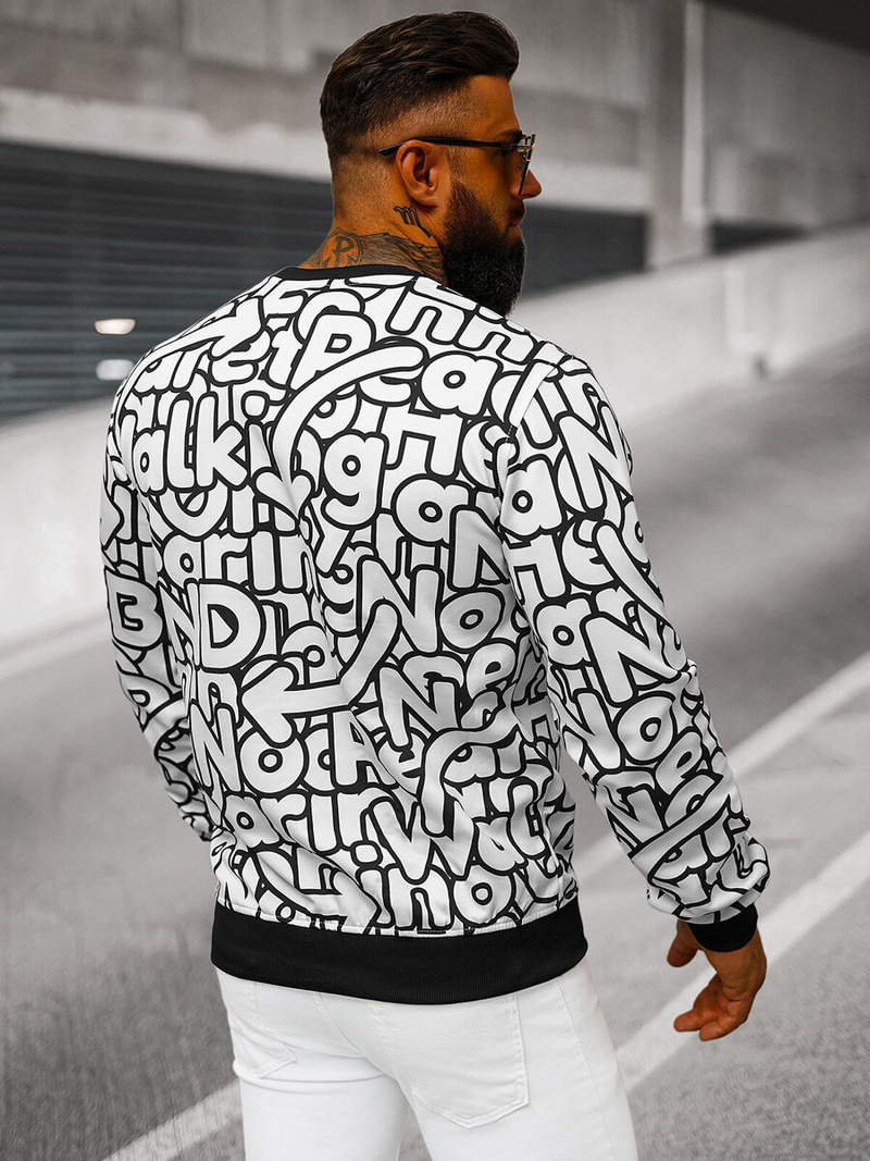 Baltas vyriškas džemperis OZONEE JS/8B1137/1