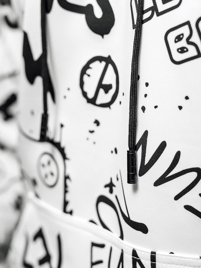 Baltas vyriškas džemperis su gobtuvu OZONEE JS/8B1227/1