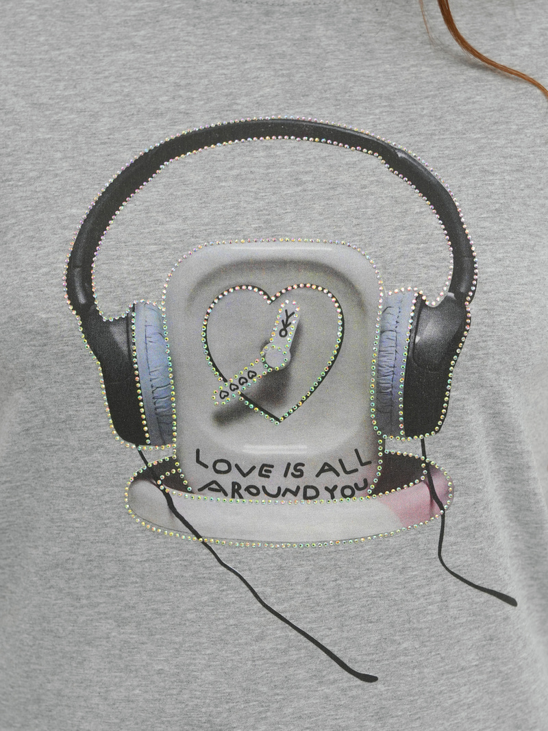 Pilki moteriški marškinėliai OZONEE DJ77806