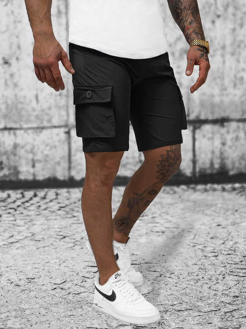 Juodi vyriški chino šortai OZONEE T/DC469Z