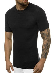 Juoda vyriška palaidinė trumpomis rankovėmis OZONEE L/2474