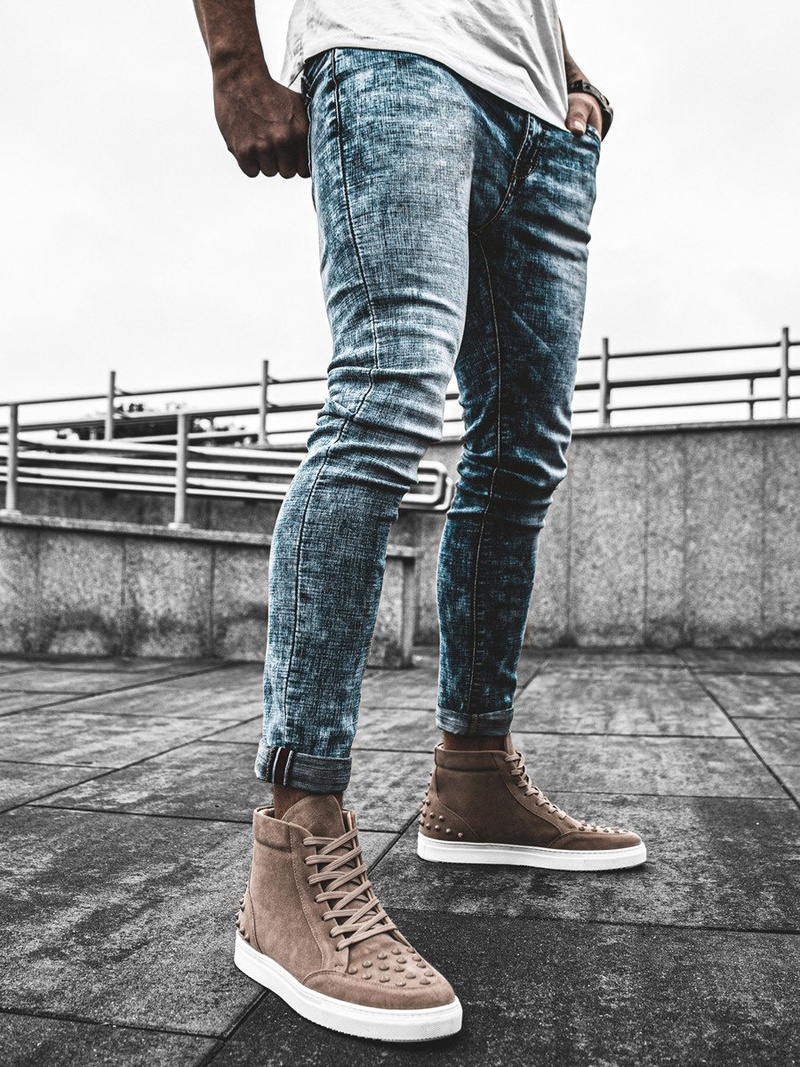 Smėlinė aukšti sneakers stiliaus batai OZONEE G/271