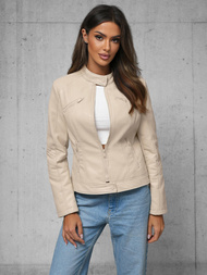 Smėlinis Moteriška Odinė Striukė OZONEE JS/11Z8131