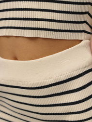 Smėliniai/juodas moteriškas komplektas - viršus ir sijonas OZONEE O/CH5801