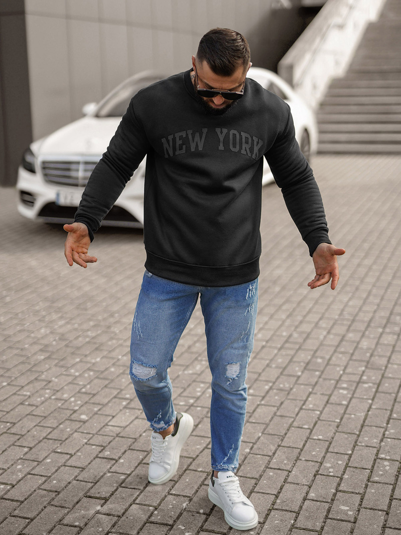 Juodas vyriškas džemperis OZONEE JS/8B1362/3