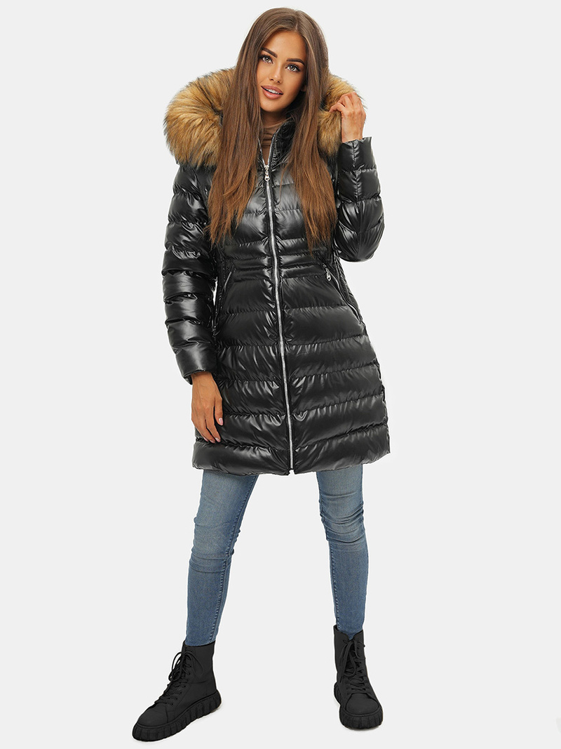 Juodai-ruda moteriška žieminė striukė OZONEE JS/M777/392B