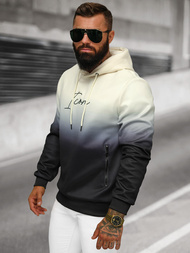 Baltai-juodas vyriškas džemperis su gobtuvu OZONEE JS/27B6501/155