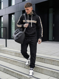 Juoda vyriškas džemperis su gobtuvu OZONEE JS/8B1729/3