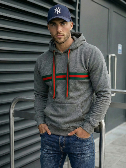 Grafitinis vyriškas džemperis su gobtuvu JS/8B1735/5Z