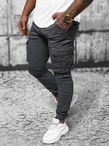 Grafitiniai vyriškos chino jogger stiliaus kelnės OZONEE NB/MP0202GS