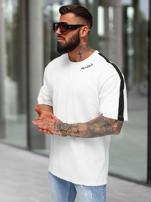 Baltas vyriški marškinėliai OZONEE O/QQ1195