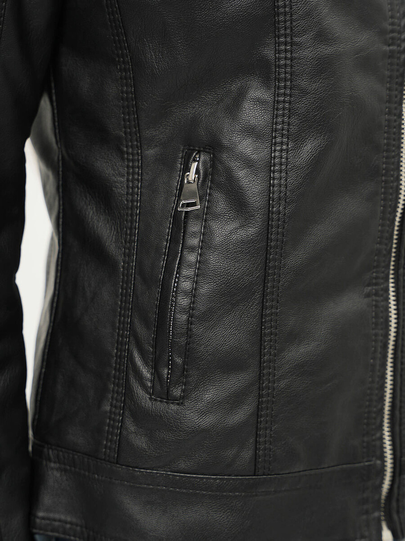 Juoda Moteriška Odinė Striukė OZONEE JS/11Z8010