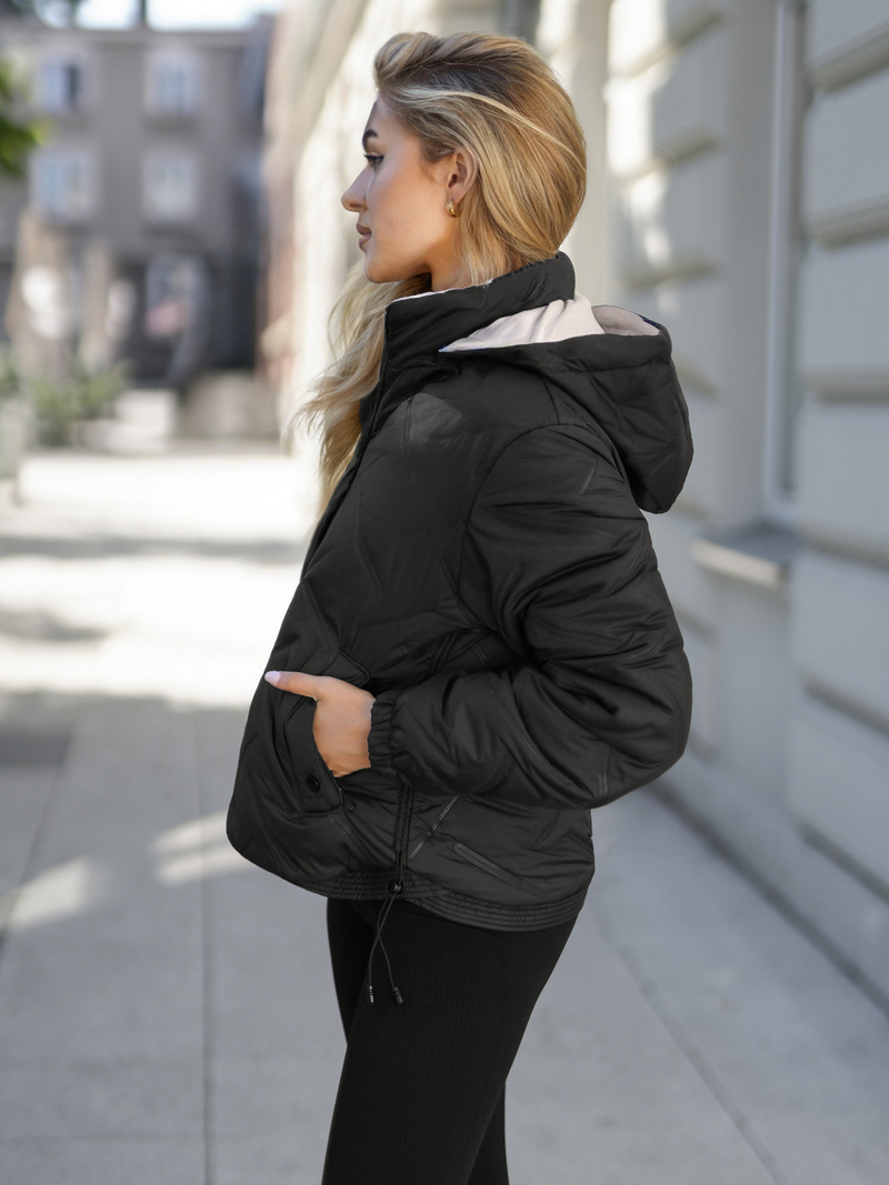 Juodai-smėlinis moteriška striukė OZONEE JS/16M9315/392B