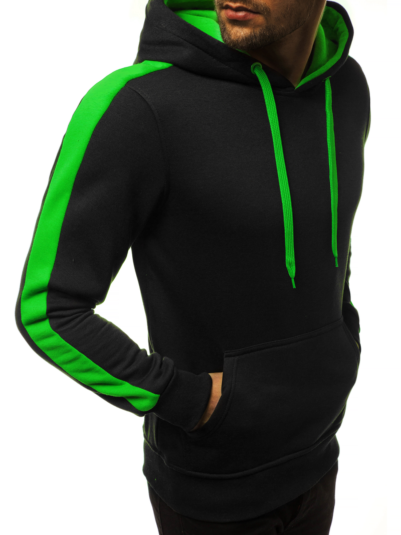 Juodai-Žalias džemperis su gobtuvu OZONEE JS/2012