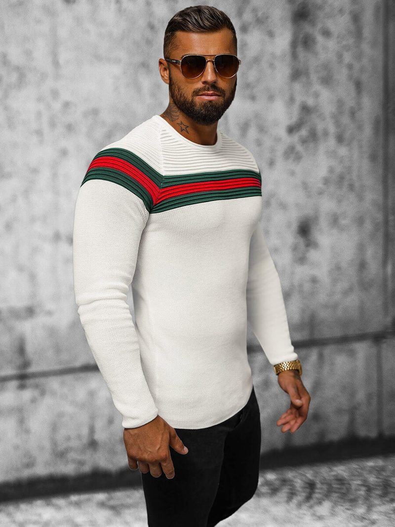 Pieno spalva vyriškas megztinis OZONEE L/2457Z