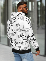 Baltas vyriškas džemperis su gobtuvu OZONEE JS/8B1255/1