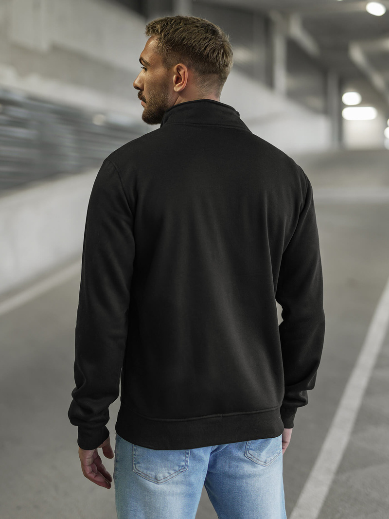 Juodas vyriškas džemperis su užtrauktuku OZONEE JS/2002Z