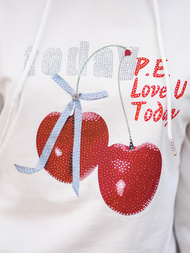 Baltas moteriškas džemperis su gobtuvu OZONEE JS/8B856/1