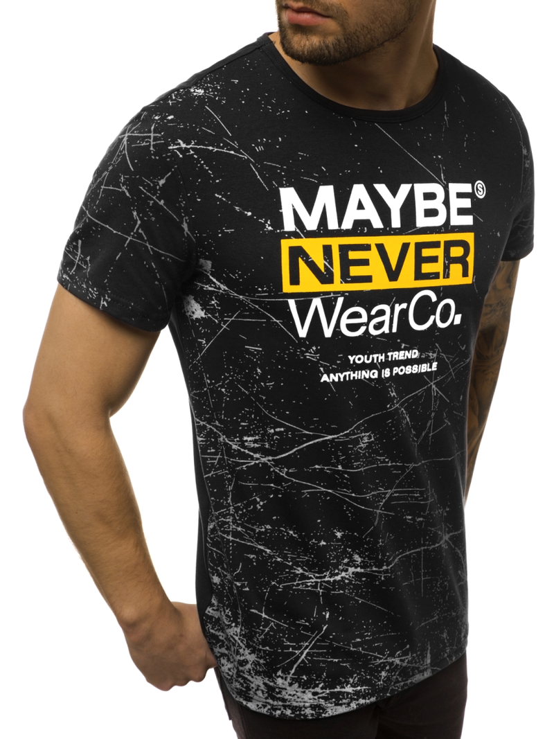 Juodi vyriški marškinėliai OZONEE JS/SS10915