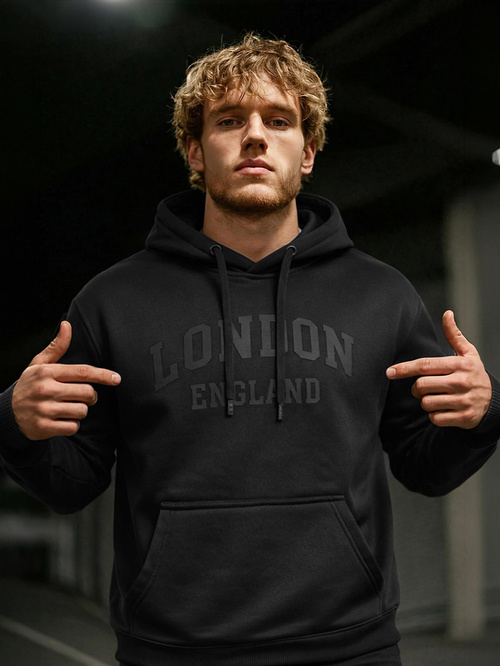 Juoda vyriškas džemperis su gobtuvu OZONEE JS/8B1986/3