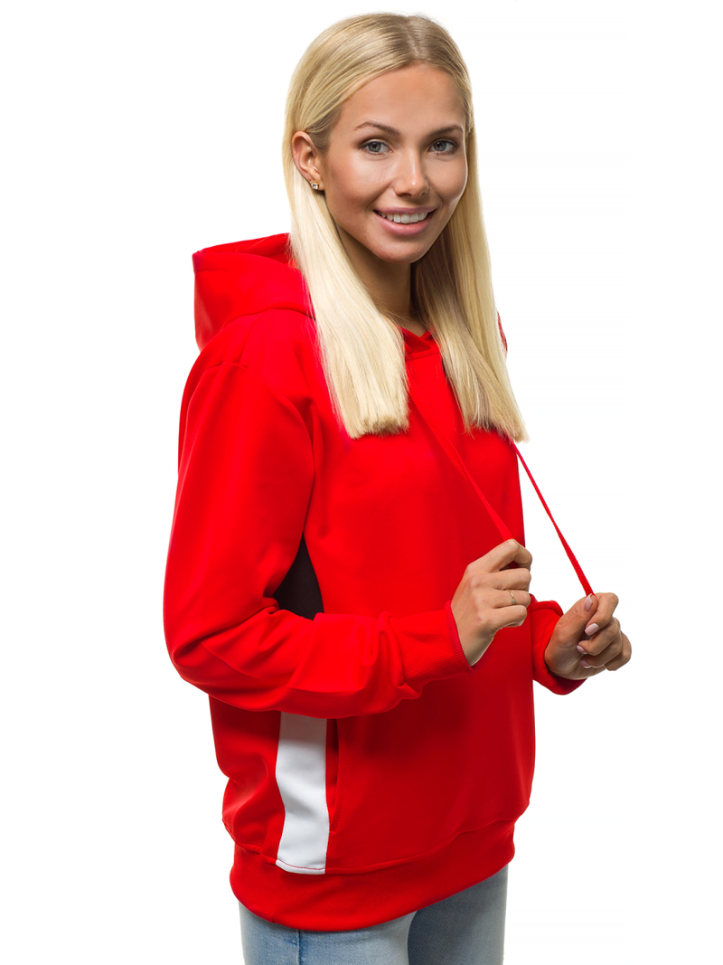 Raudona moteriškas džemperis su gobtuvu OZONEE JS/JK88125/18