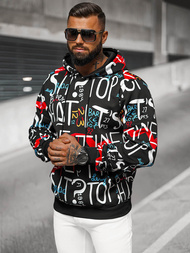 Juodas vyriškas džemperis su gobtuvu OZONEE JS/8B1233/3