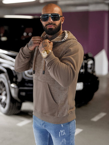 Tamiai-smėlinis vyriškas džemperis su gobtuvu OZONEE O/3C505