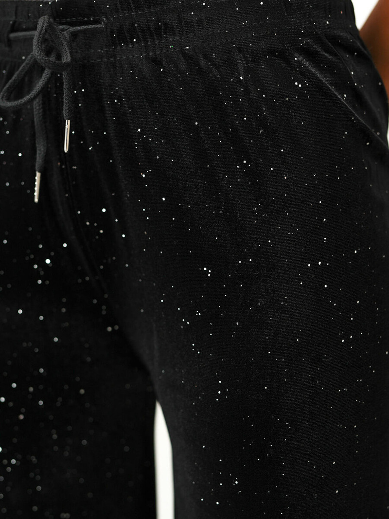 Juodos moteriškos veliūrinis kelnės OZONEE JS/92K519/3