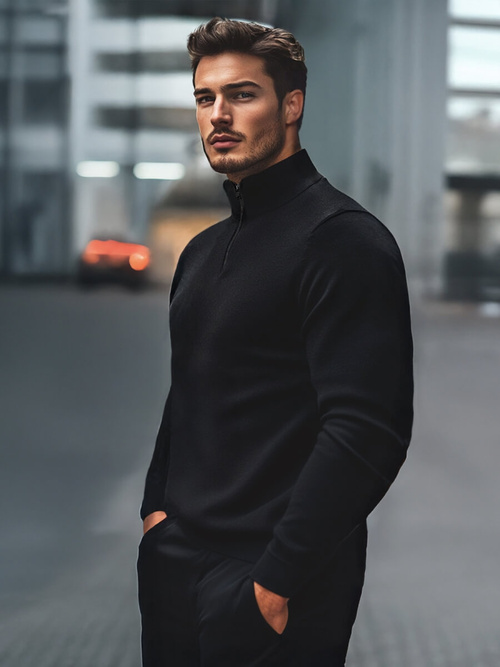 Juodi vyriškas megztinis OZONEE NB/MM6007/4Z