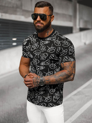 Juodi vyriški marškinėliai OZONEE JS/8T1197/3