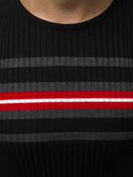 Juoda vyriška palaidinė trumpomis rankovėmis OZONEE L/2296Z