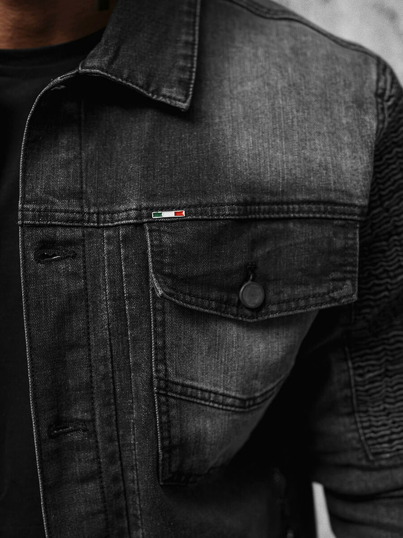 Juodi vyriška džinso striukė OZONEE NB/MJ521N